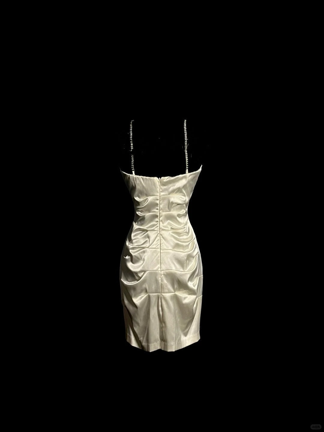 White Shiny Fashion Suspender Short Satin Homecoming Dress Birthday Party Dress gh4264