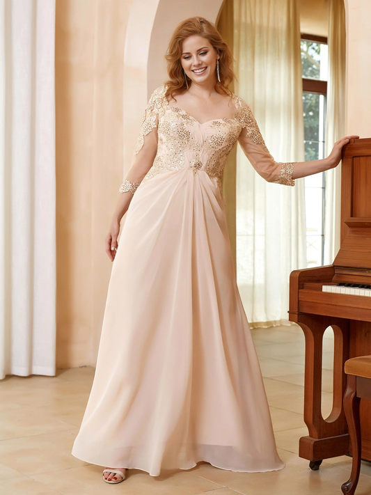 Modern chiffon decal backless mother of the bride dress