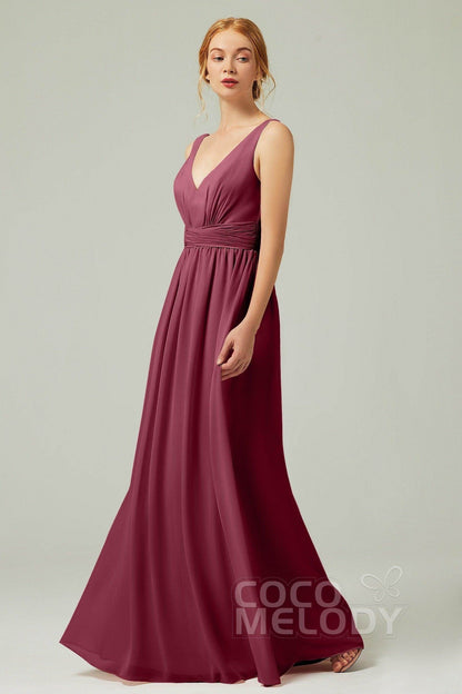 A-Line Floor Length Chiffon Bridesmaid Dress CB0318