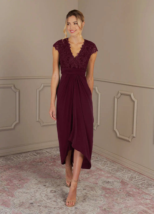 A-Line V-Neck Appliques Lace Cabernet formal dresses evening dress Mother of the Bride Dresses