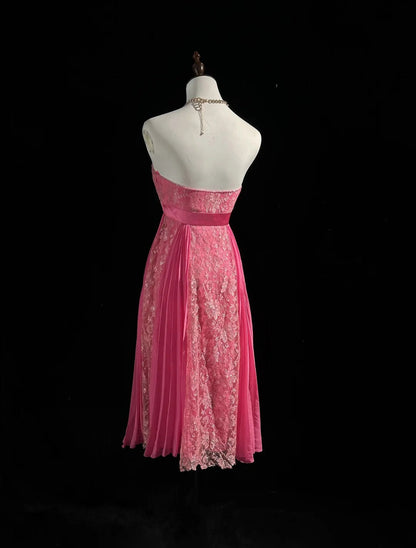 Pink Vintage Elegant Exquisite Rhinestone Lace Short Homecoming Dress Tulle Prom Dress Evening Dress Ball Gown Birthday Party Dress gh3859