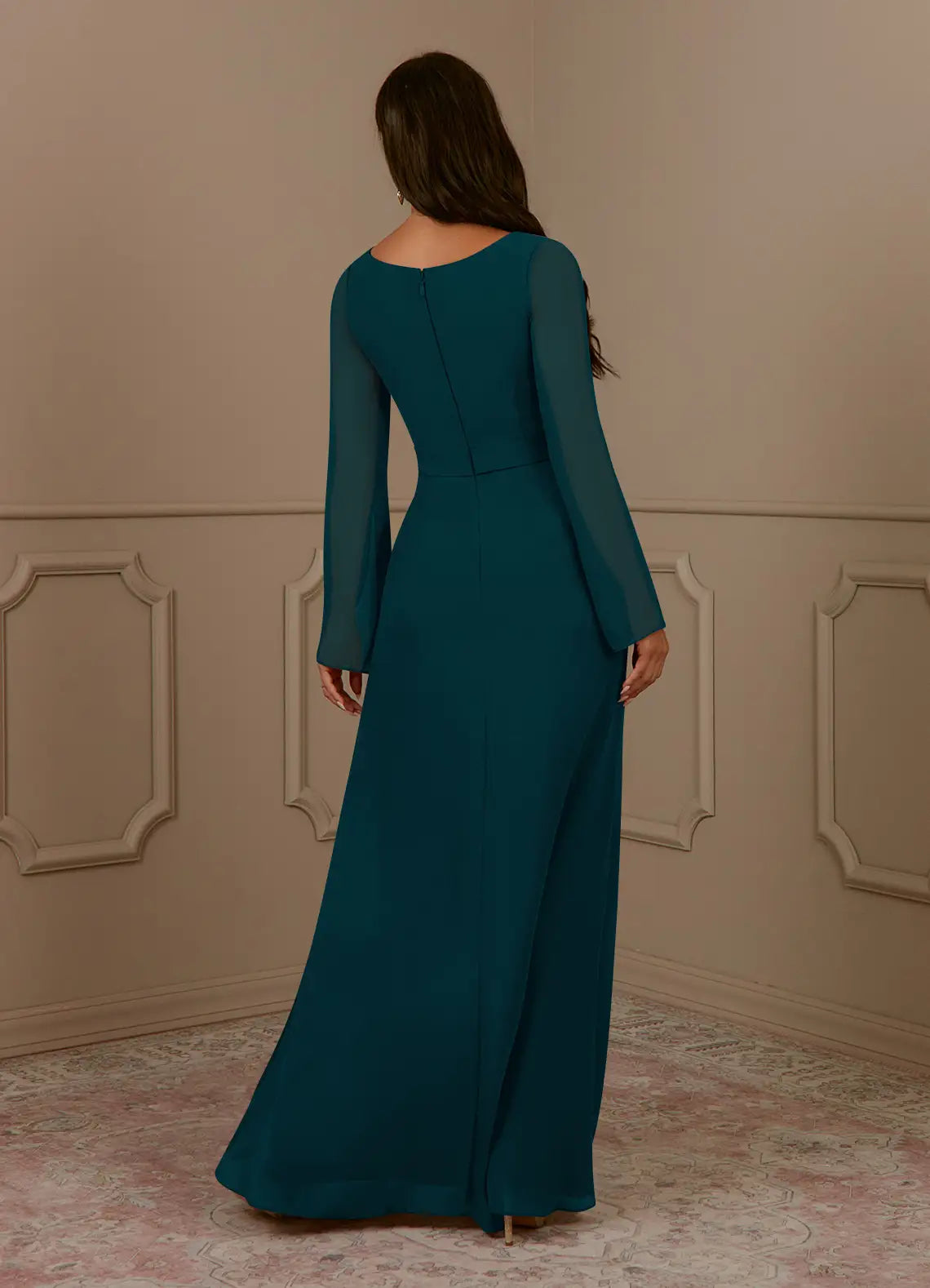 A-Line V-Neck Pleated Chiffon Dress Mother of the Bride Dresses