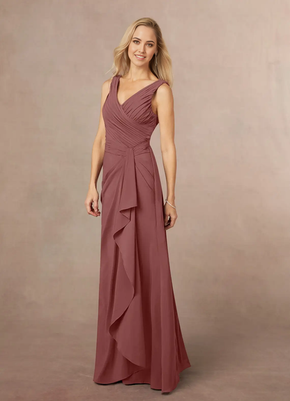 A-Line V-Neck Pleated Chiffon Desert Rose formal dresses evening dress Mother of the Bride Dresses