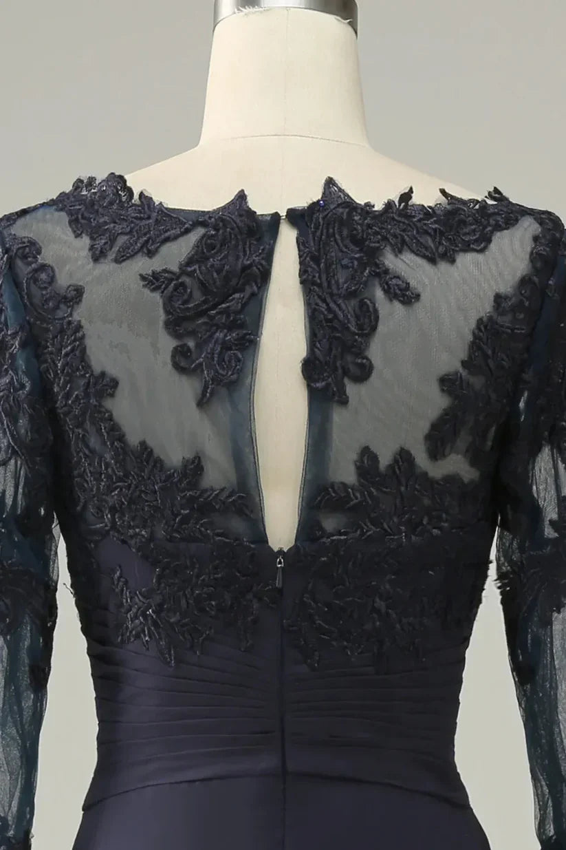 A-line Asymmetrical Mother of Bride Dress with Long Sleeves