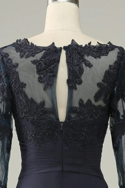 A-line Asymmetrical Mother of Bride Dress with Long Sleeves