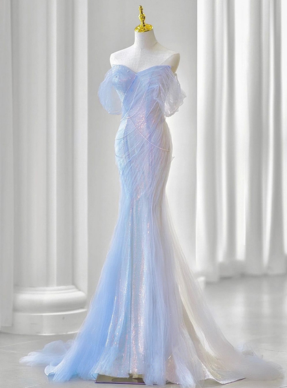 Glitter Mermaid Sequins Tulle Pleats Prom Dress Party Evening Dress cc1603