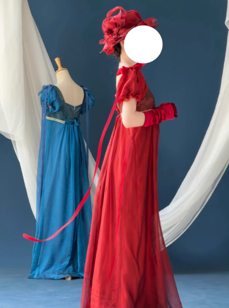 Pretty Imperial Prom Dress Blue Square Neck Pleated Gala Gown Evening Dress Party Outfits HZ0319