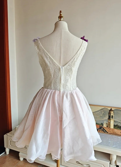 Colorful Homecoming Dress Crew Neck Pleated Floral Short Prom Dress Back to School Outfits Graduation Dress HZ0319
