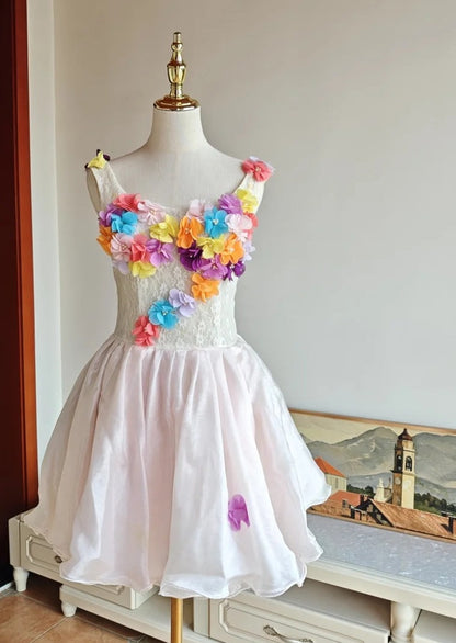 Colorful Homecoming Dress Crew Neck Pleated Floral Short Prom Dress Back to School Outfits Graduation Dress HZ0319