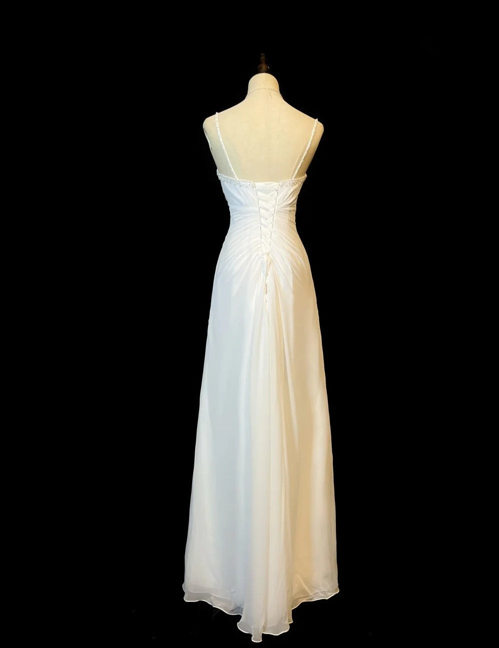 Elegant Prom Dress White Spaghetti Straps Pleated Formal Gown Evening Dress Gala Dress HZ0319