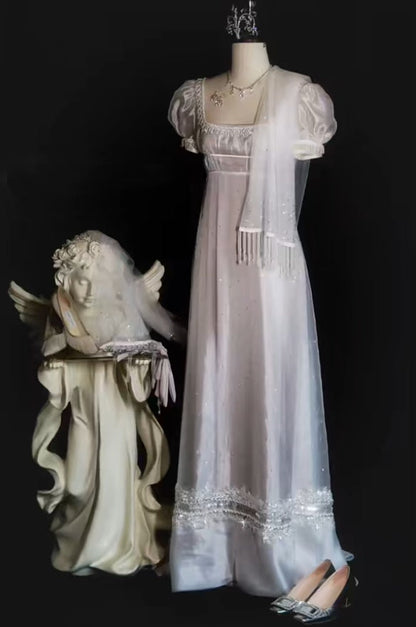 90s Retro Prom Dress Square Neck Imperial Dress Formal Gala Gown Evening Dress Party Outfits HZ0319
