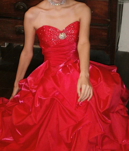 Stunning Prom Dress Red Sweetheart Pleated Gala Gown Fomal Evening Dress Graduation Dress HZ0319