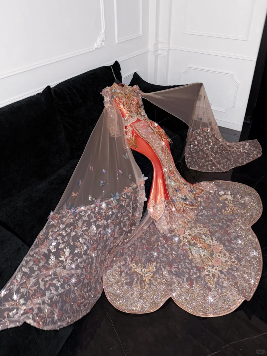Gorgeous Shiny Beaded Exquisite Embroidery 3D Butterflies Mermaid Floor-length Evening Dress Prom Dresses HZ1024