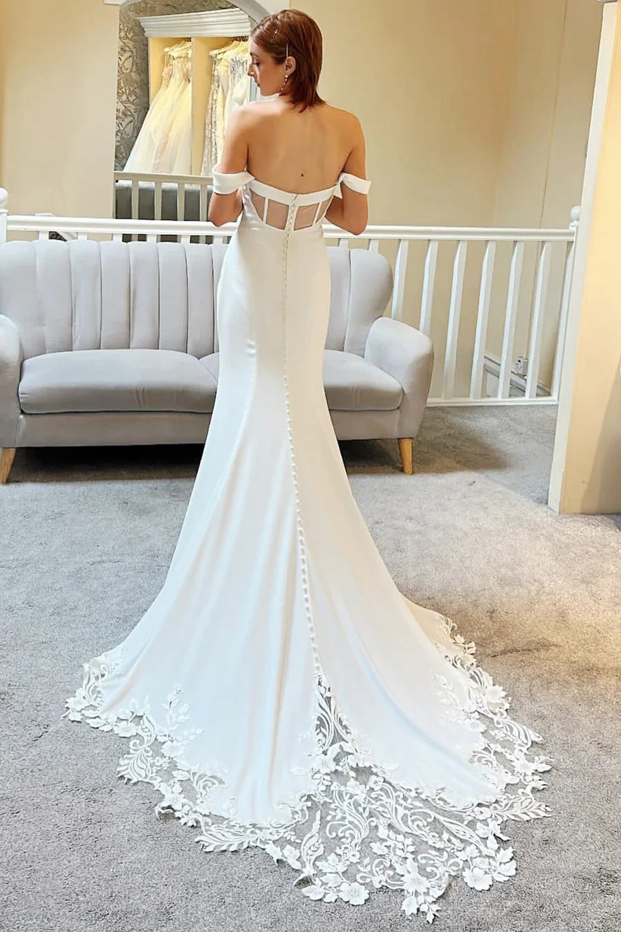 Off-the-Shoulder Mermaid Long Bridal Gown