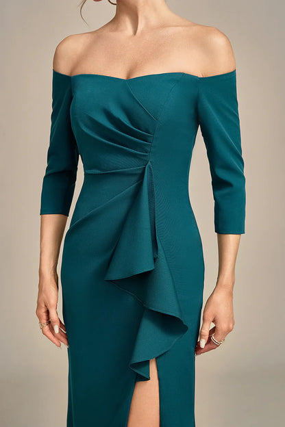 Mermaid Off The Shoulder Cascading Ruffled Mother Of The Bride Dress