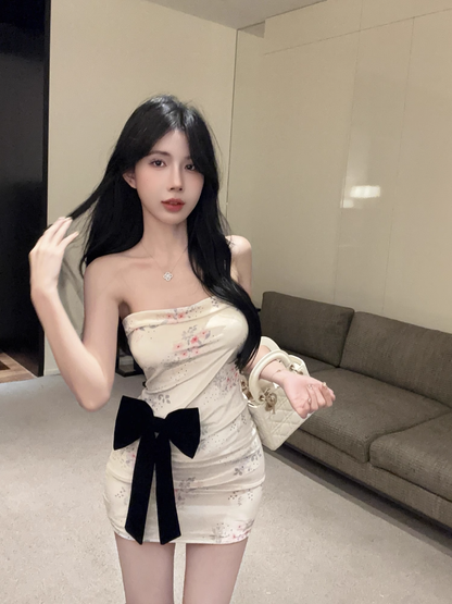 New Fashion Floral Bow Bodycon Design A-line Sleeveless Strapless Homecoming HZ1024
