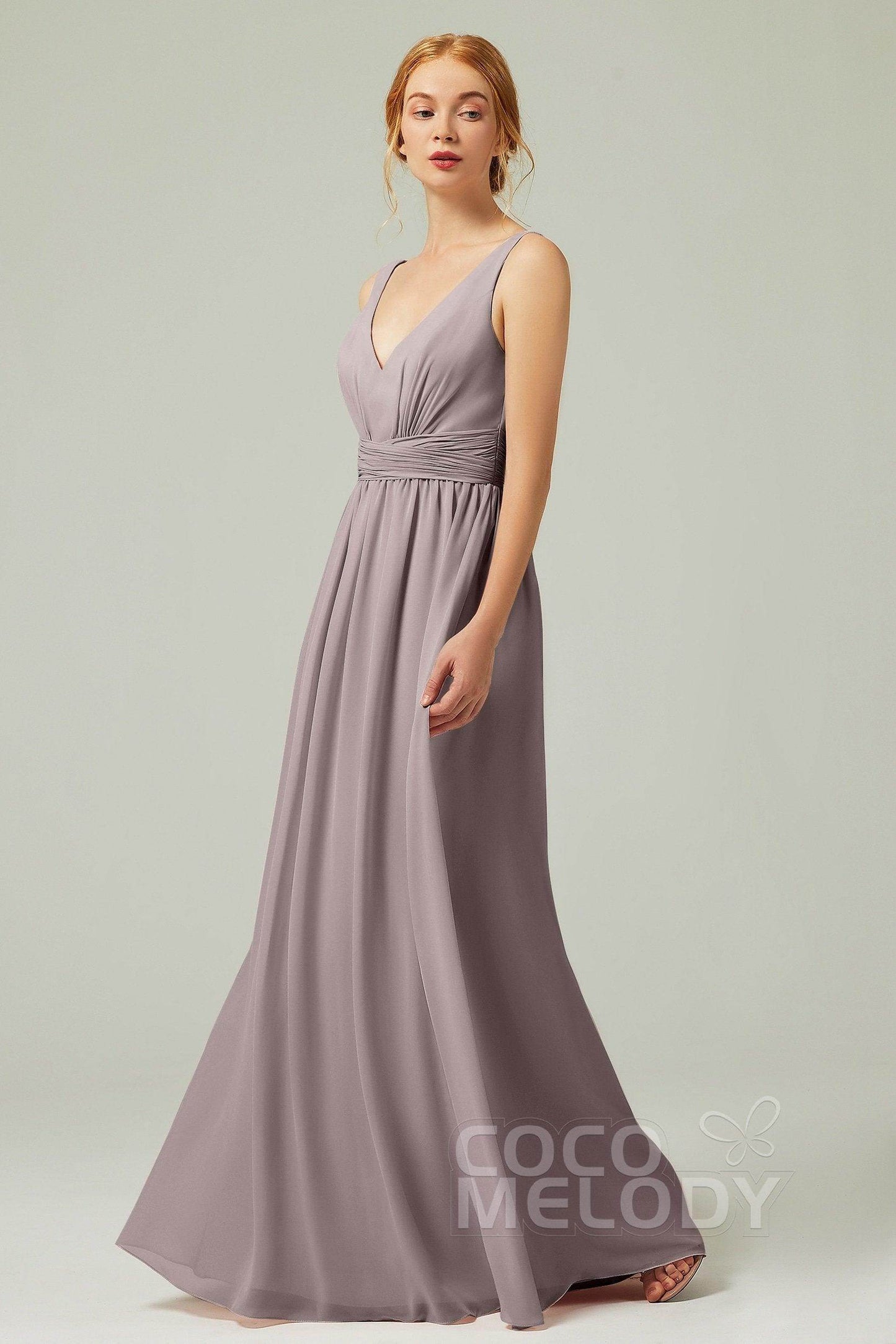 A-Line Floor Length Chiffon Bridesmaid Dress CB0318