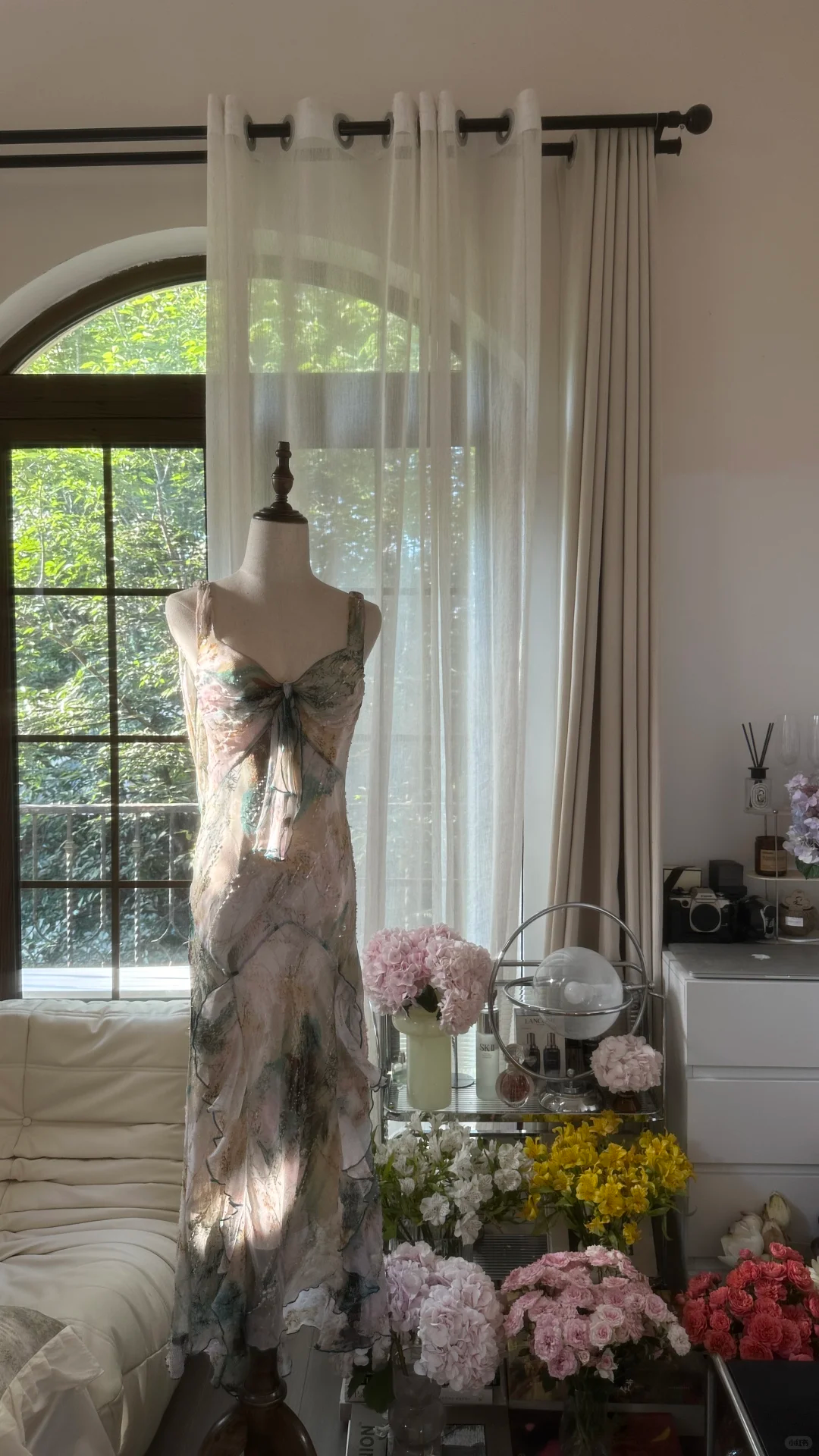 Vintage Sparkling Spaghetti Strap Backless Sweetheart Design Romantic Chiffon Evening Dress Prom Dress HZ1024