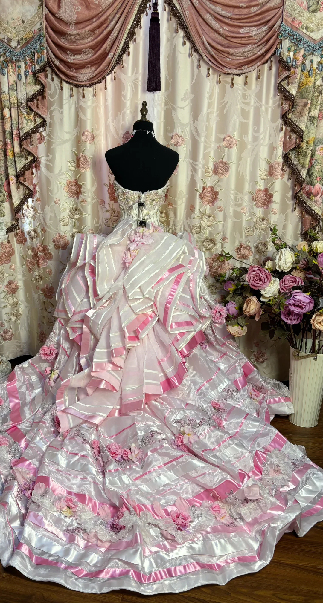 Pink Sweetheart A-Line Beaded Princess Ball Gowns Formal Evening Gowns, HZ0319