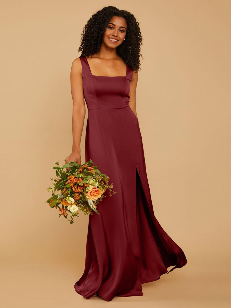 A-Line Floor-Length Zipper Satin Fabric Wedding Party Dress formal dresses evening gown Bridesmaid Dresses