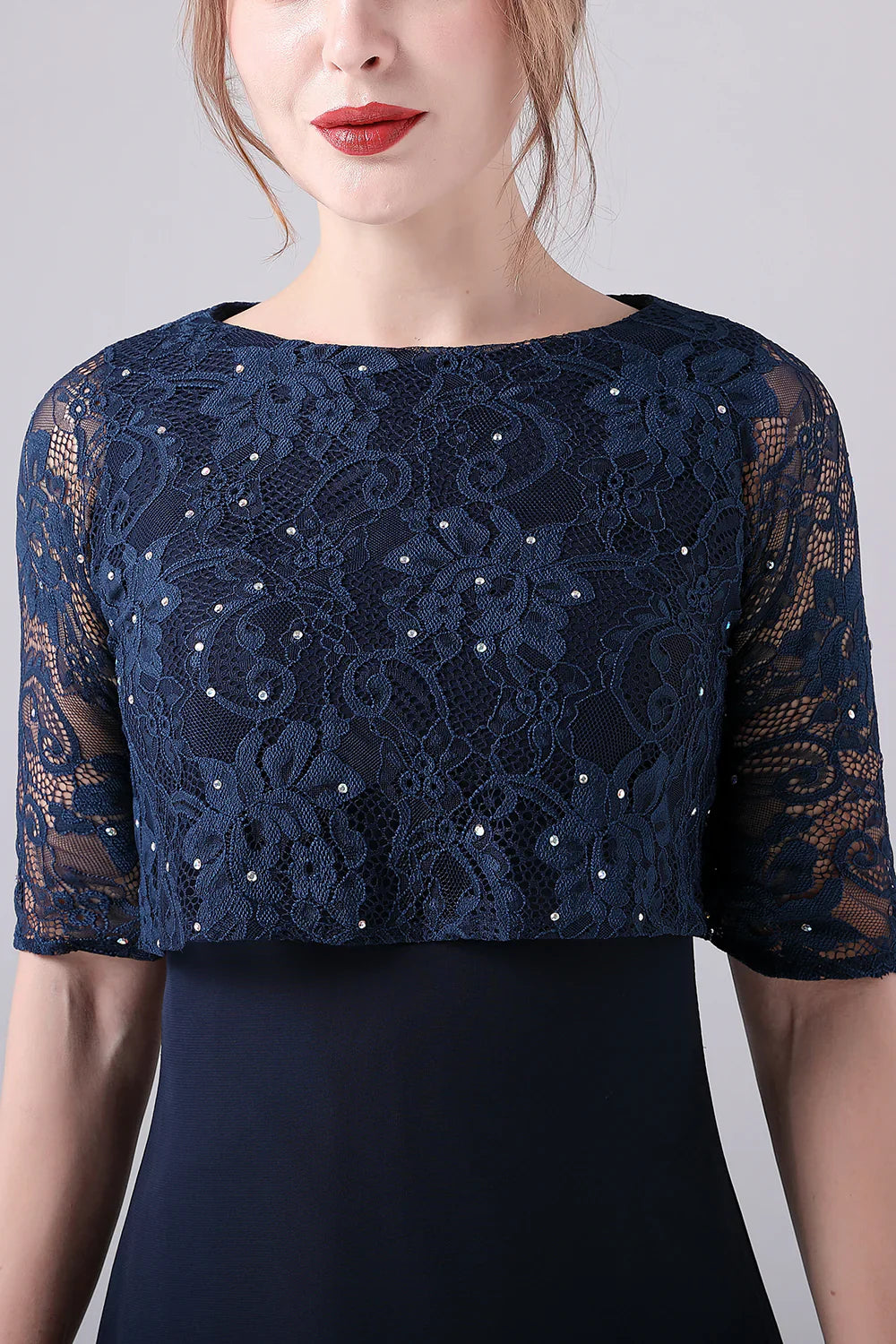 A-line Short Sleeves Chiffon Floor Length Mother of the Bride Dress
