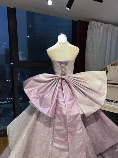 Sparkling Layered Princess Dress, Long Satin Formal Ball Gown gh6722