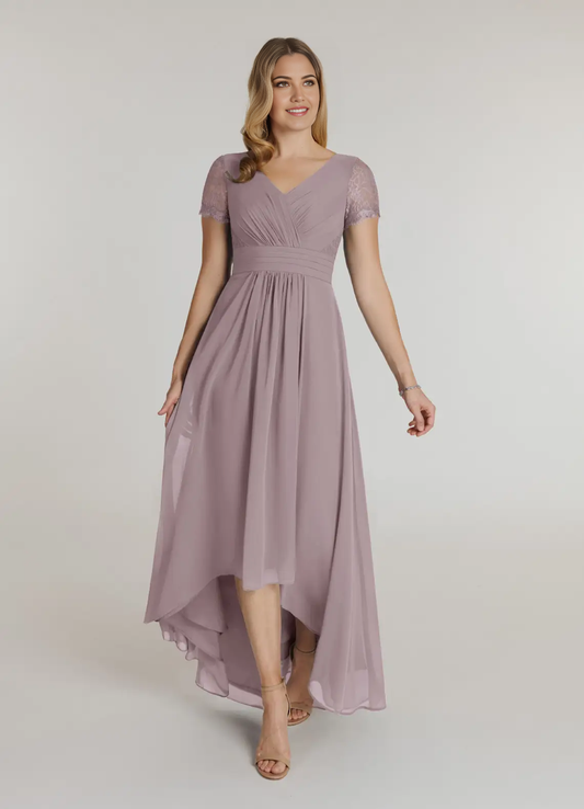 A-Line V-Neck Lace Chiffon Dusk formal dresses evening dress Mother of the Bride Dresses