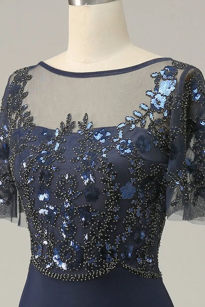 A-line Appliques Sequin Mother of Bride Dress