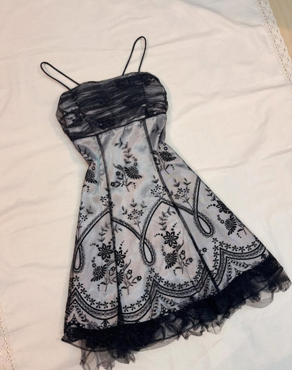 Chic Floral Spaghetti Strap A-line Chiffon Short Party Dresses Homecoming Dresses, HZ1024