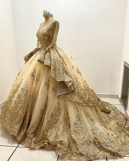 Gorgeous Beaded Embroidery Sweet 16 Quinceanera A-Line Floor-length Prom Dress Birthday Dress Evening Dress Ball Gown HZ1024
