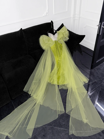 Sparkling Green Sequined Design Elegant Mermaid Prom Dress Evening Dress HZ1024