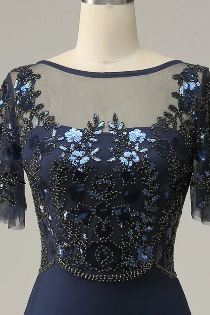 A-line Appliques Sequin Mother of Bride Dress