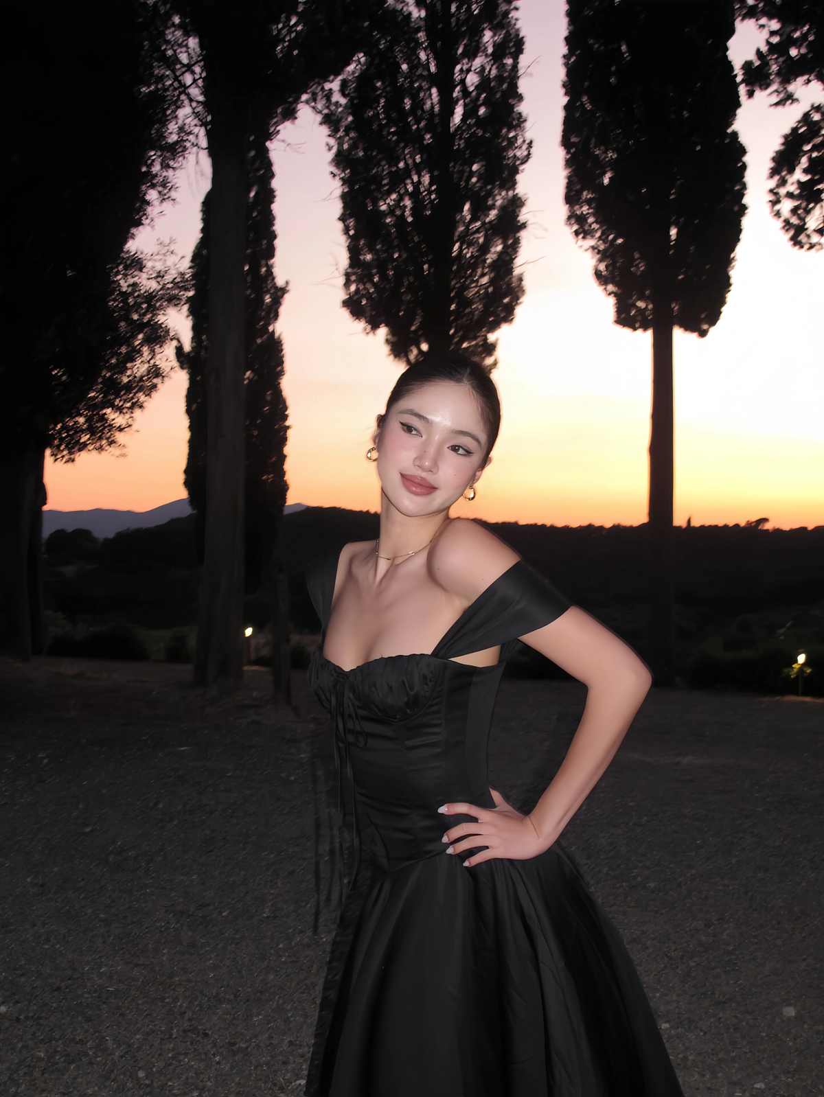 Chic Black A-Line Evening Gown Straps Party Dress Tea Length Formal Dress HZ1024