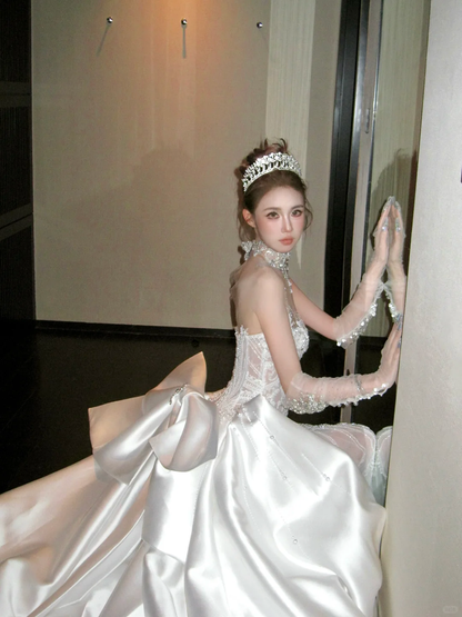 Elegant Glittering Beaded Sequined Applique Sweetheart Design Mermaid Wedding Dress Prom Dress Evening Dress HZ1024