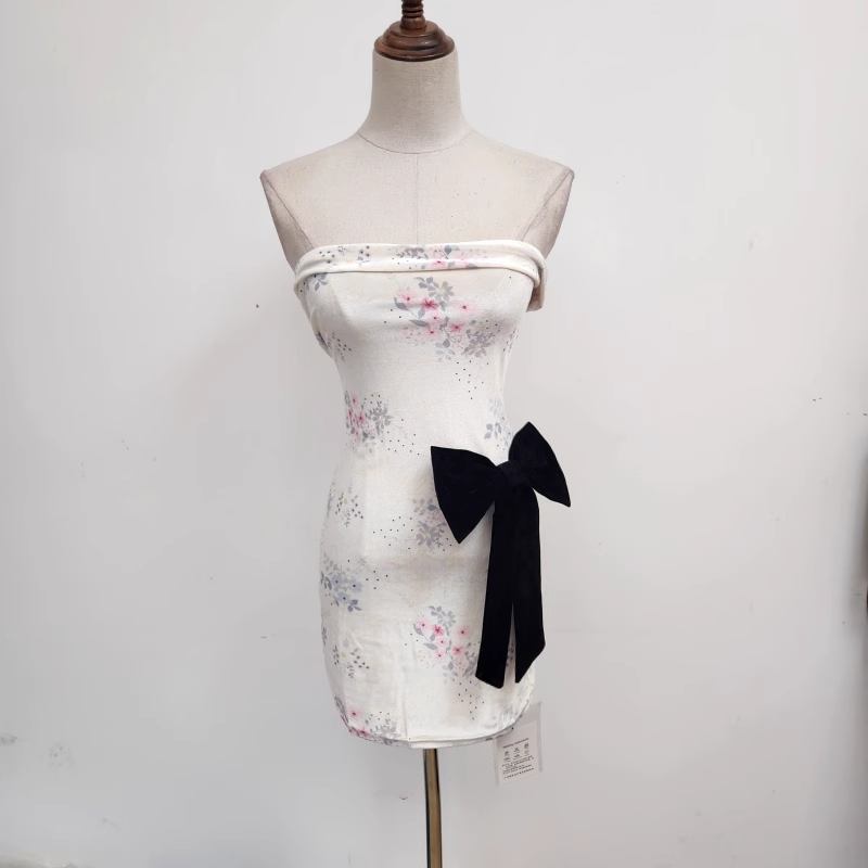 New Fashion Floral Bow Bodycon Design A-line Sleeveless Strapless Homecoming HZ1024