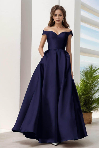 A-Line Floor Length Satin Prom Dress CS0408
