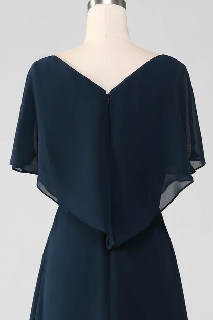 A-Line V-Neck Asymmetrical Sequins Mother of the Bride Dress With Beading