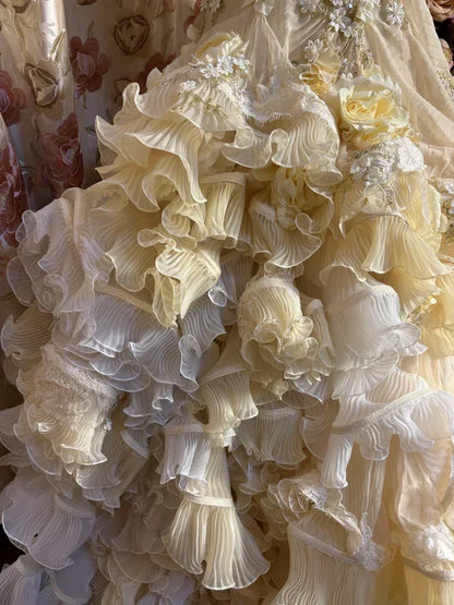 Vintage Applique Ruffles Strapless Sweet 16 Quinceanera A-Line Evening Dress Ball Gown HZ1024
