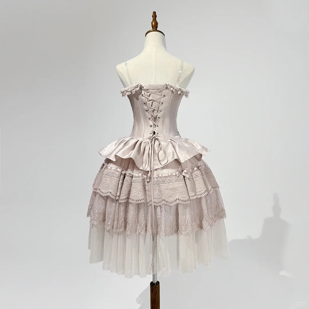 Girlhomeshops-Pink Sweet Formal Princess Satin Short Homecoming Dress Birthday Party Dress gh5348