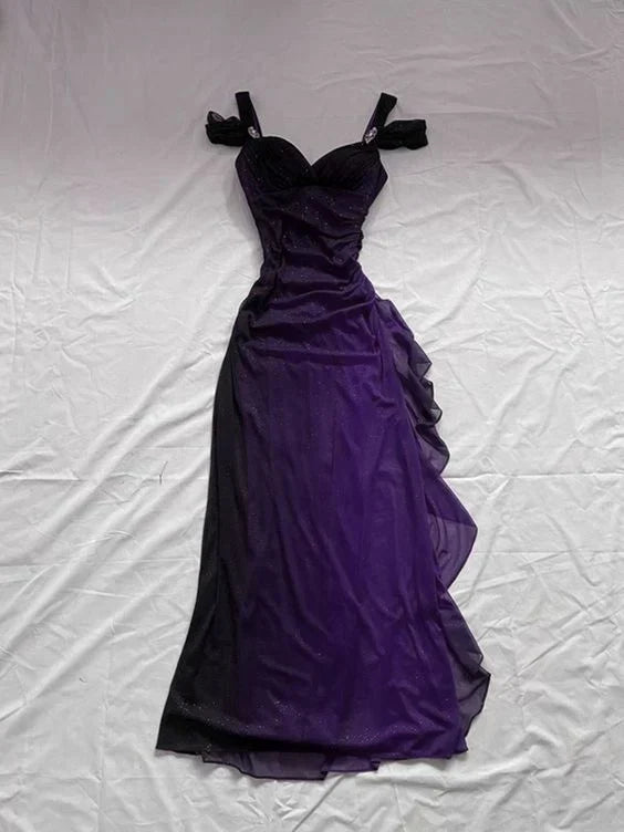 Vintage Shiny Beaded Chiffon Sheath Long Prom Dress Party Dress Evening Dress HZ1024