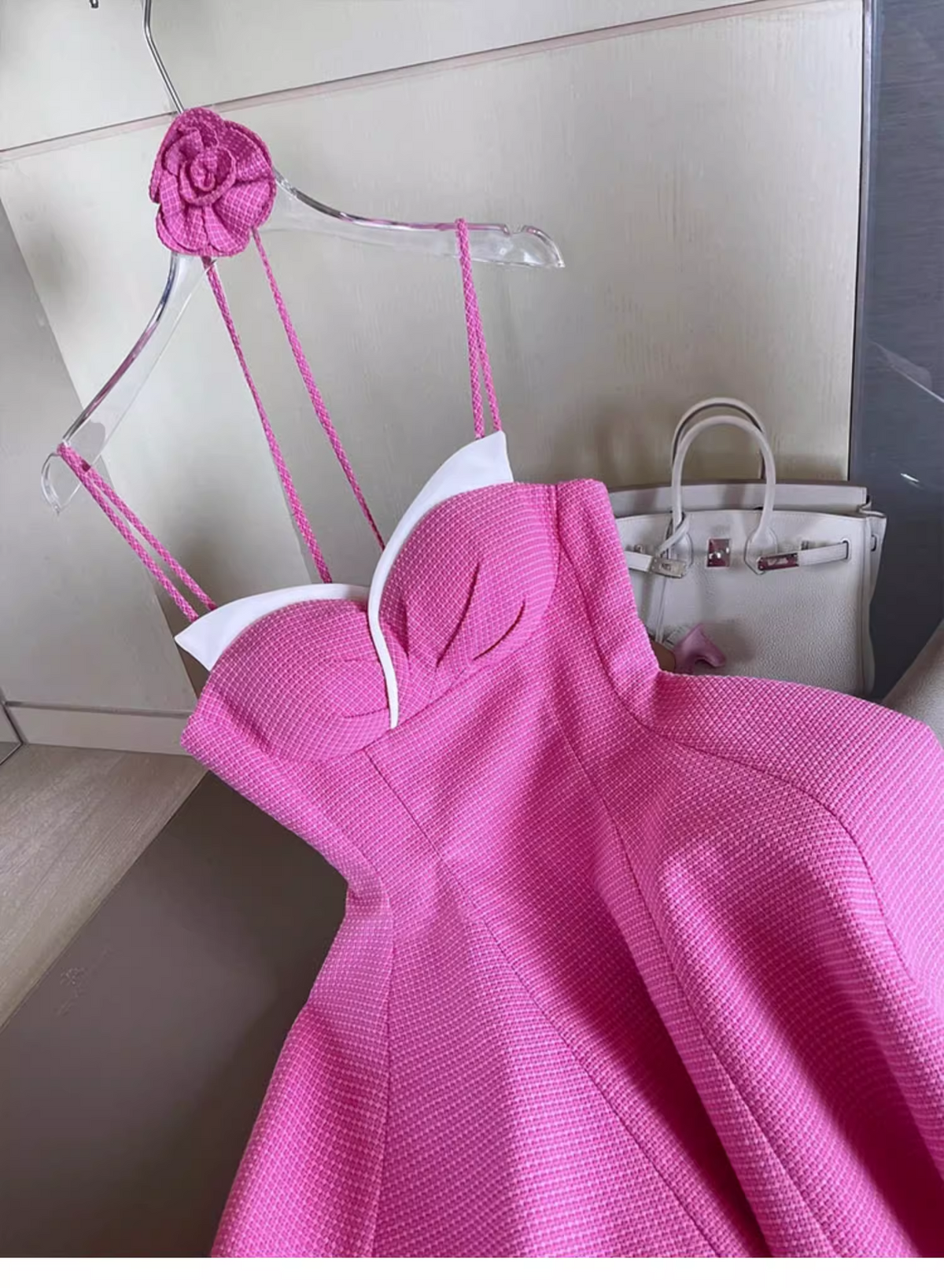 New Fashion Rose Pink Sweetheart Spaghetti Strap Design A-line Party Dresses Homecoming Dresses, HZ1024