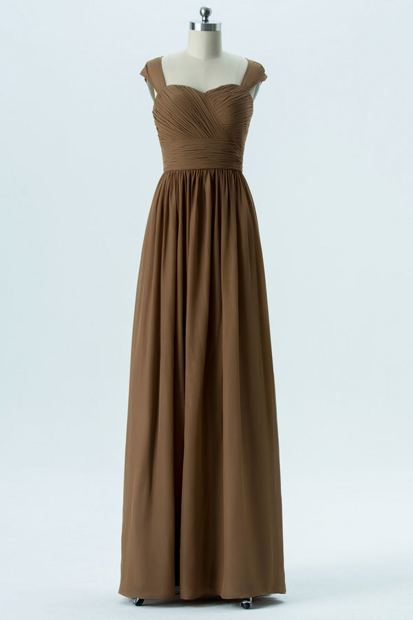 Brown Sweetheart Cutout Back Bridesmaid Dress