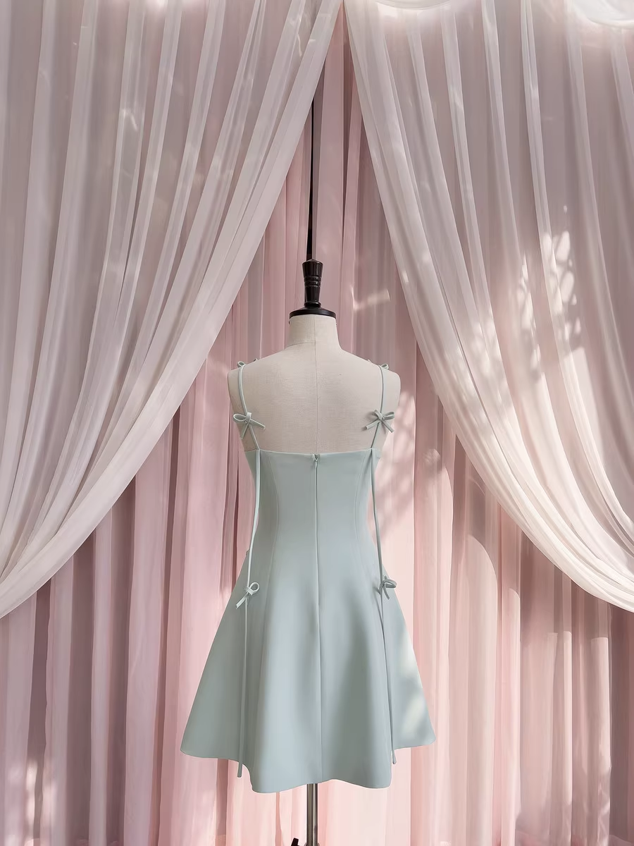 New Fashion Bow Design A-line Spaghetti Strap Party Dresses Homecoming Dresses, HZ1024