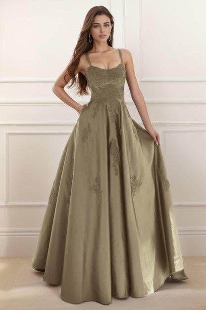 A-Line Floor Length Satin Prom Dress CS0458