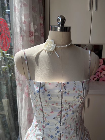 Chic Floral A-Line Spaghetti Strap Long Party Dress HZ1024