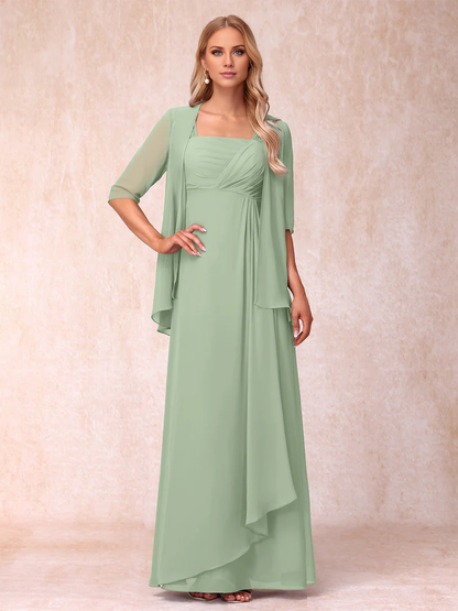 A-line princess sleeveless lotus leaf side length design mother of the bride dress