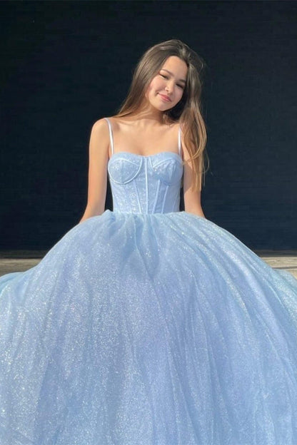 A-Line Lavender Straps Long Formal Dress