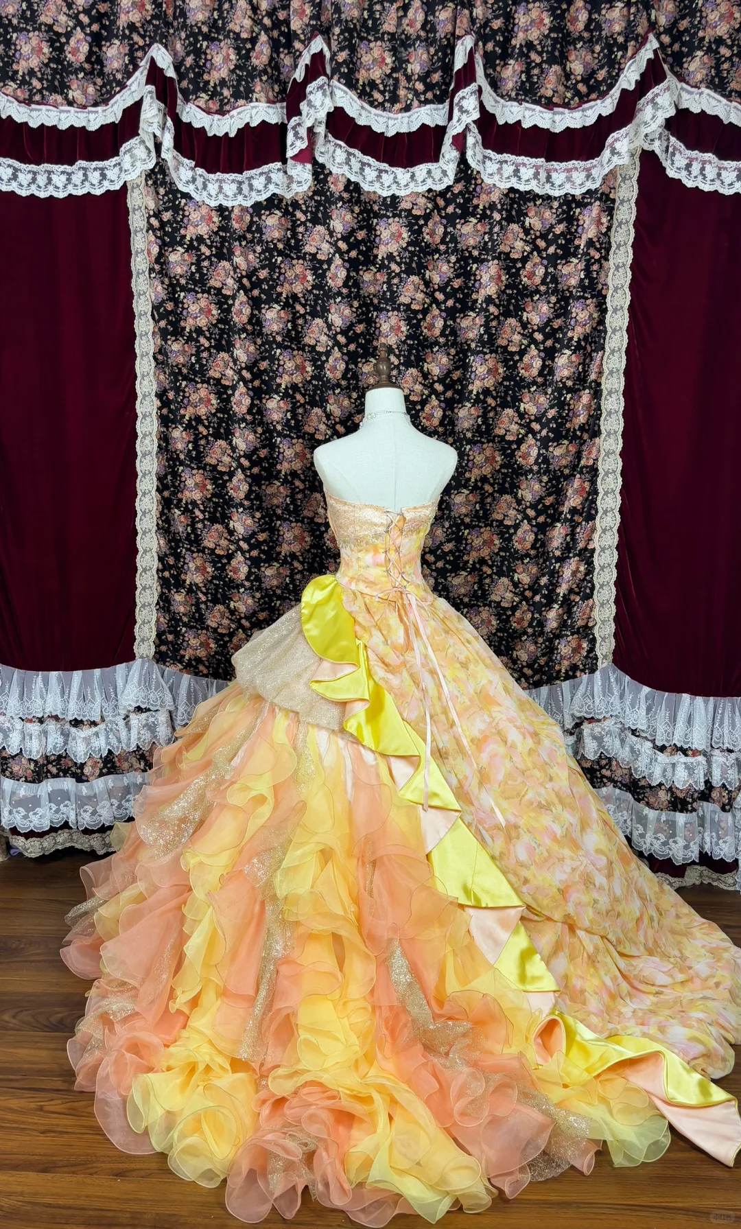 Gorgeous Floral Sweet 16 Quinceanera Strapless A-Line Floor-length Prom Dress Birthday Dress Evening Dress Ball Gown HZ1024