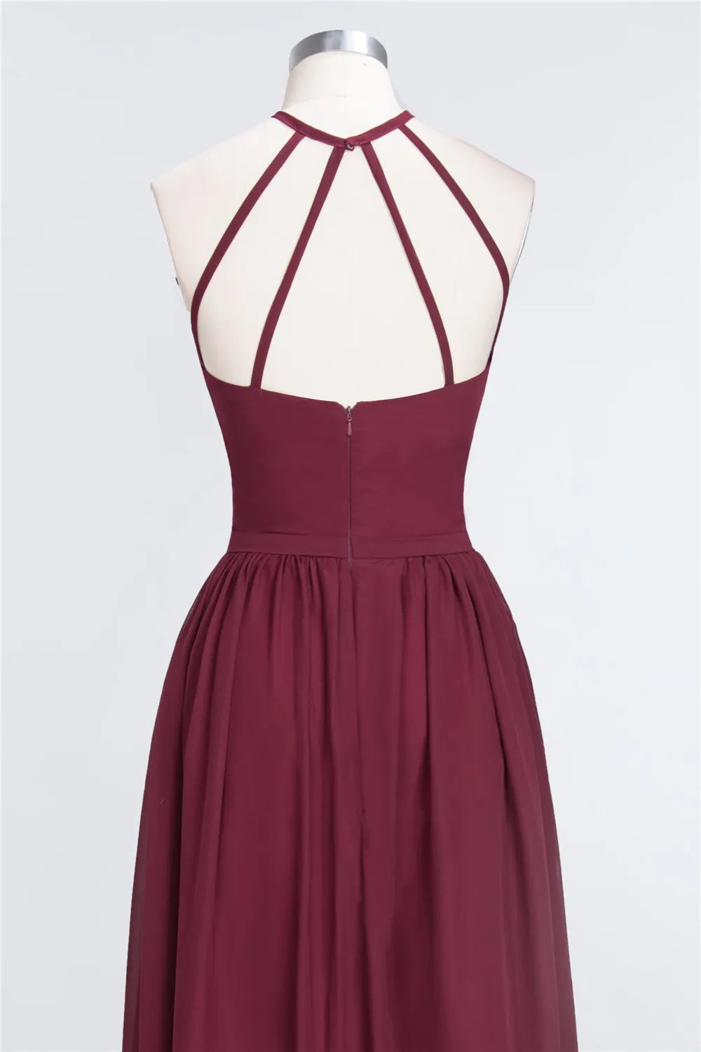 A-Line Halter Sleeveless Floor-Length Bridesmaid Dress with