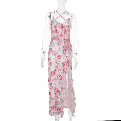 New Simple Fashion Floral Spaghetti Strap Dress HZ1024
